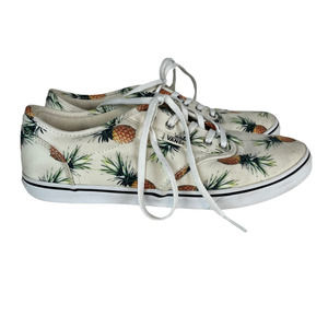 VANS Pineapple Pattern Fabric Lace-Up Low Sneakers Size 8.5